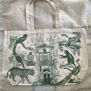 SEZANE Tote Bag with Green Animal Print